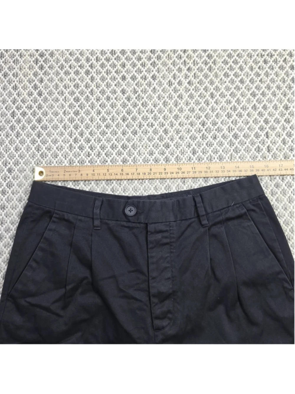 AllSaints Men’s 32 Black Pleated Chino Pants Button Fly Straight Leg Trousers